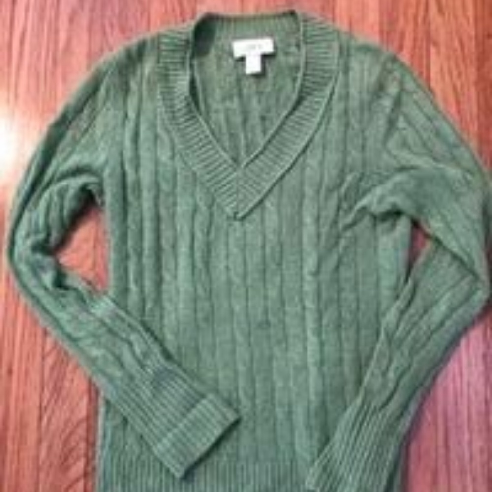 Loft v-neck green wool blend sweater size s